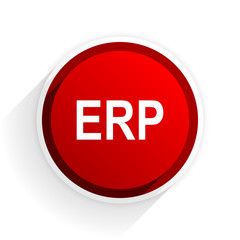erp flat icon with shadow on white background, red modern design web element