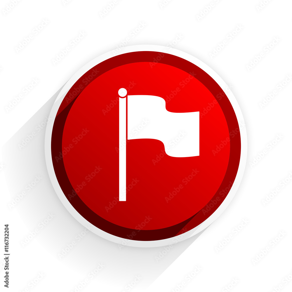 Poster flag flat icon with shadow on white background, red modern design web element