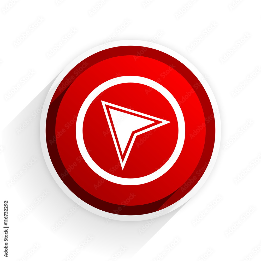 Aufkleber navigation flat icon with shadow on white background, red modern design web element