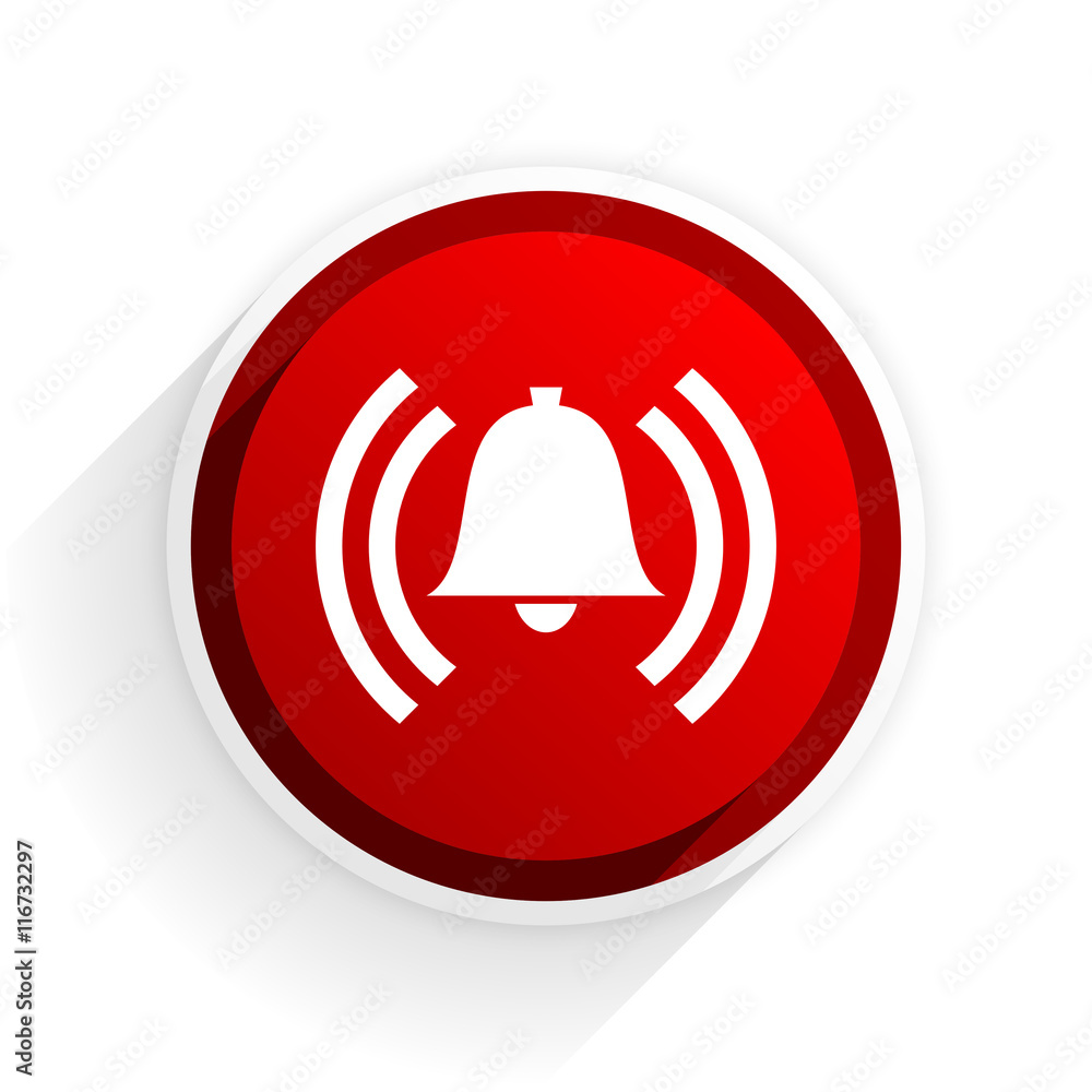Aufkleber alarm flat icon with shadow on white background, red modern design web element