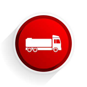 truck flat icon with shadow on white background, red modern design web element