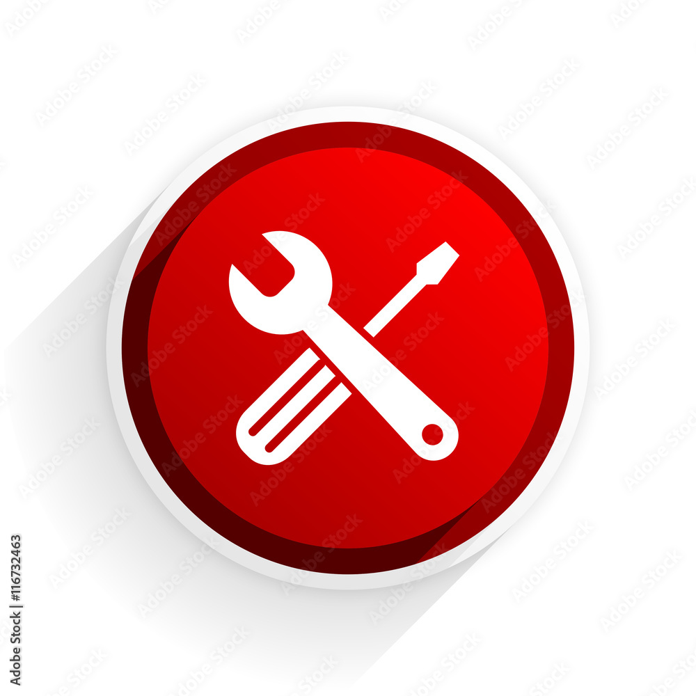 Poster tools flat icon with shadow on white background, red modern design web element