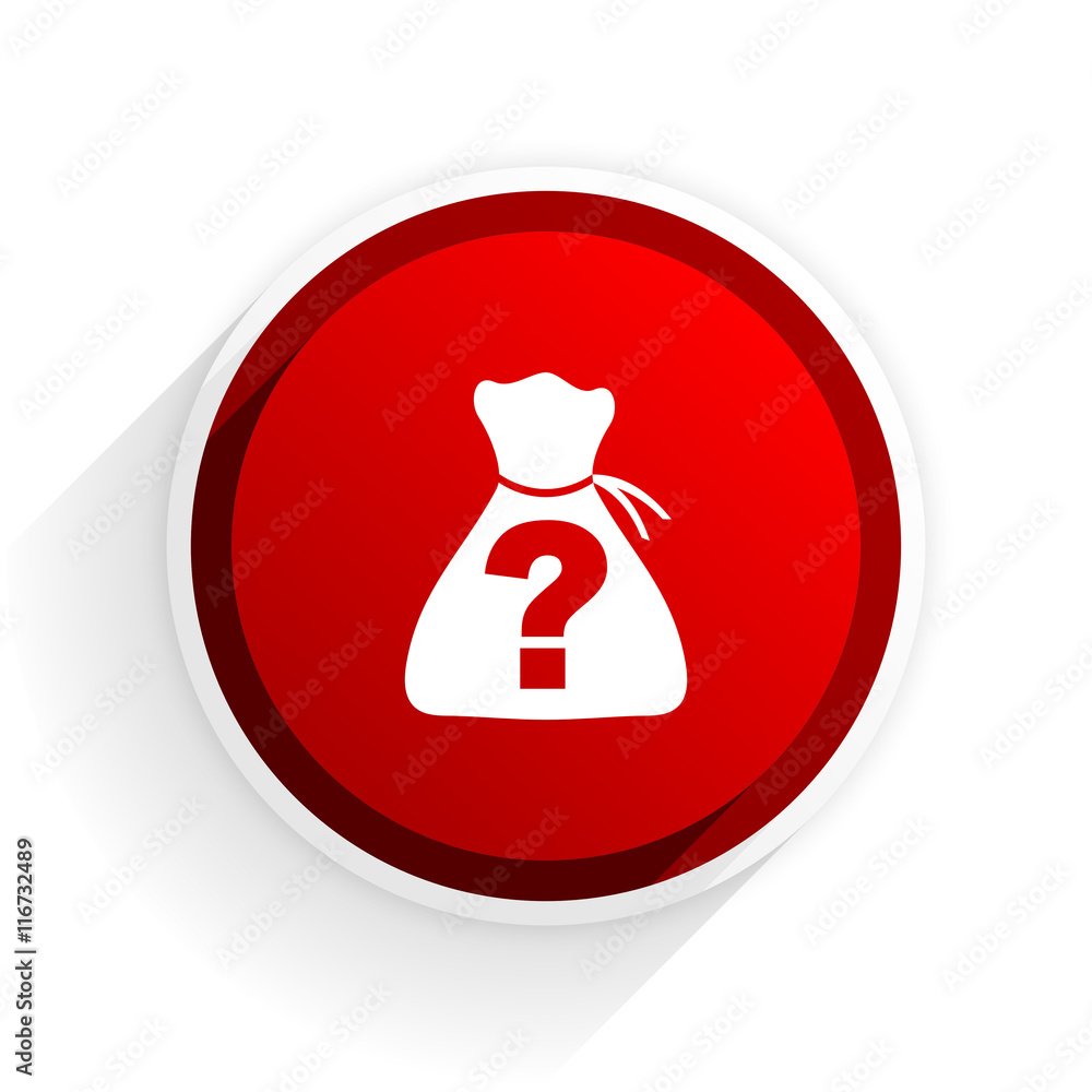 Poster riddle flat icon with shadow on white background, red modern design web element