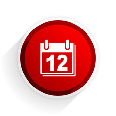 calendar flat icon with shadow on white background, red modern design web element