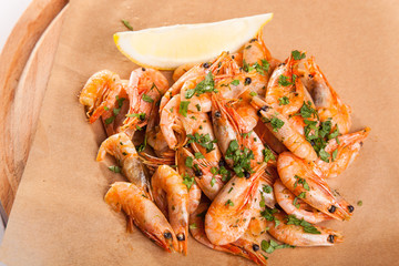 Shrimp with Herb oil and garlic