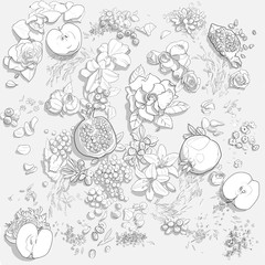 Fruits and flowers background