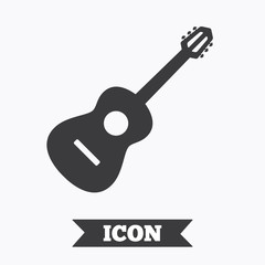 Acoustic guitar sign icon. Music symbol.