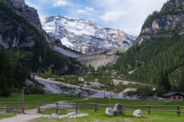 Beautiful mountain landscape in the dolomites, Fanes-Sennes-Prags, Italy