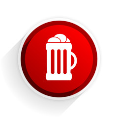 beer flat icon with shadow on white background, red modern design web element