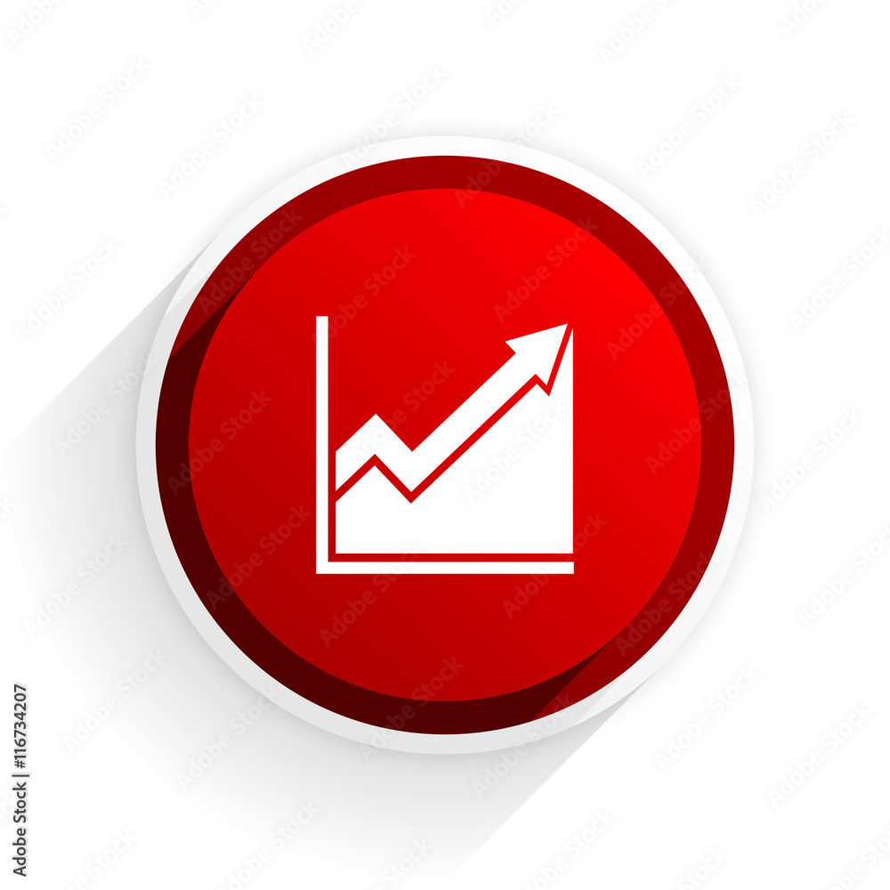 Poster histogram flat icon with shadow on white background, red modern design web element