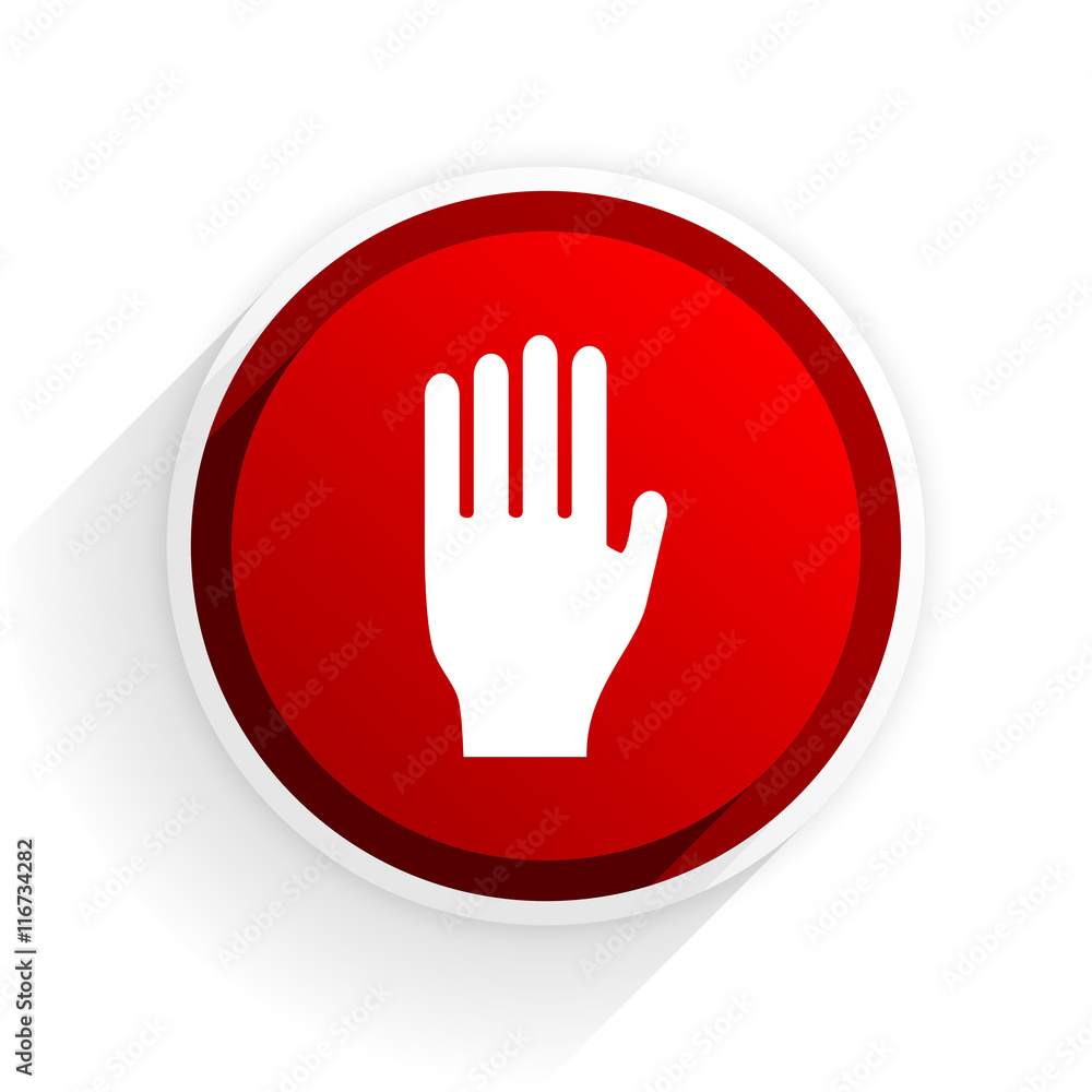 Poster stop flat icon with shadow on white background, red modern design web element