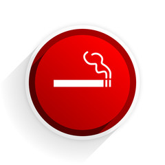 cigarette flat icon with shadow on white background, red modern design web element
