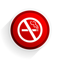 no smoking flat icon with shadow on white background, red modern design web element