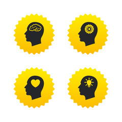 Head with brain icon. Male human symbols.