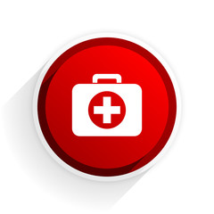 Obraz premium first aid flat icon with shadow on white background, red modern design web element