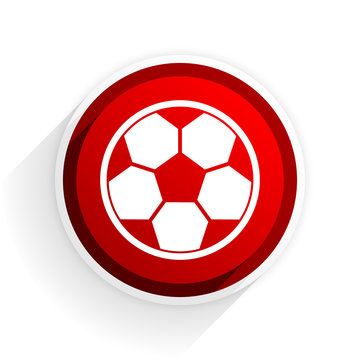 soccer flat icon with shadow on white background, red modern design web element