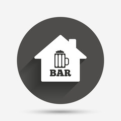 Bar or Pub sign icon. Glass of beer symbol.