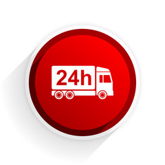 delivery flat icon with shadow on white background, red modern design web element