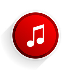 music flat icon with shadow on white background, red modern design web element