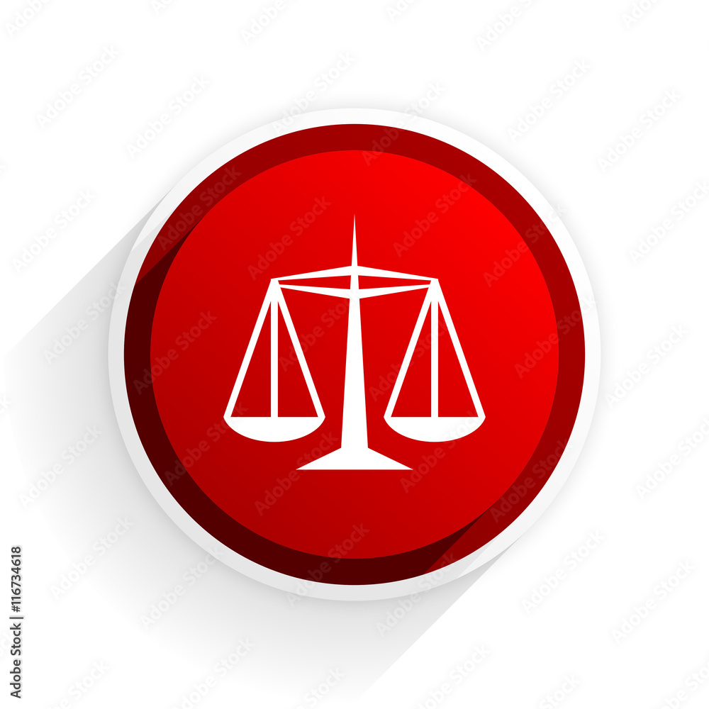 Poster justice flat icon with shadow on white background, red modern design web element