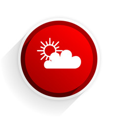 cloud flat icon with shadow on white background, red modern design web element