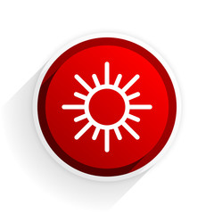 sun flat icon with shadow on white background, red modern design web element