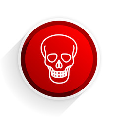 skull flat icon with shadow on white background, red modern design web element