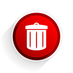 recycle flat icon with shadow on white background, red modern design web element