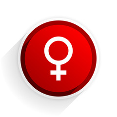 female flat icon with shadow on white background, red modern design web element