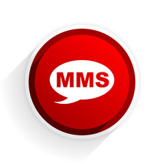 mms flat icon with shadow on white background, red modern design web element