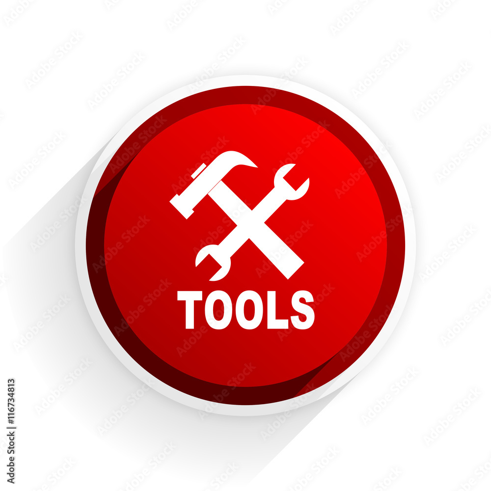 Poster tools flat icon with shadow on white background, red modern design web element