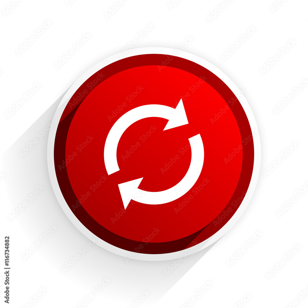 Poster reload flat icon with shadow on white background, red modern design web element