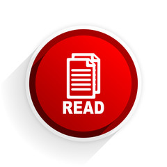 read flat icon with shadow on white background, red modern design web element