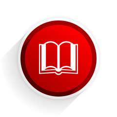 book flat icon with shadow on white background, red modern design web element