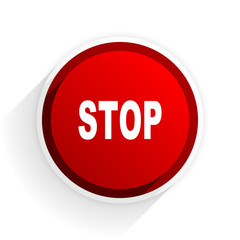 stop flat icon with shadow on white background, red modern design web element