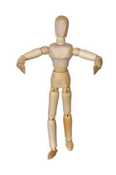 Wooden man with hands
