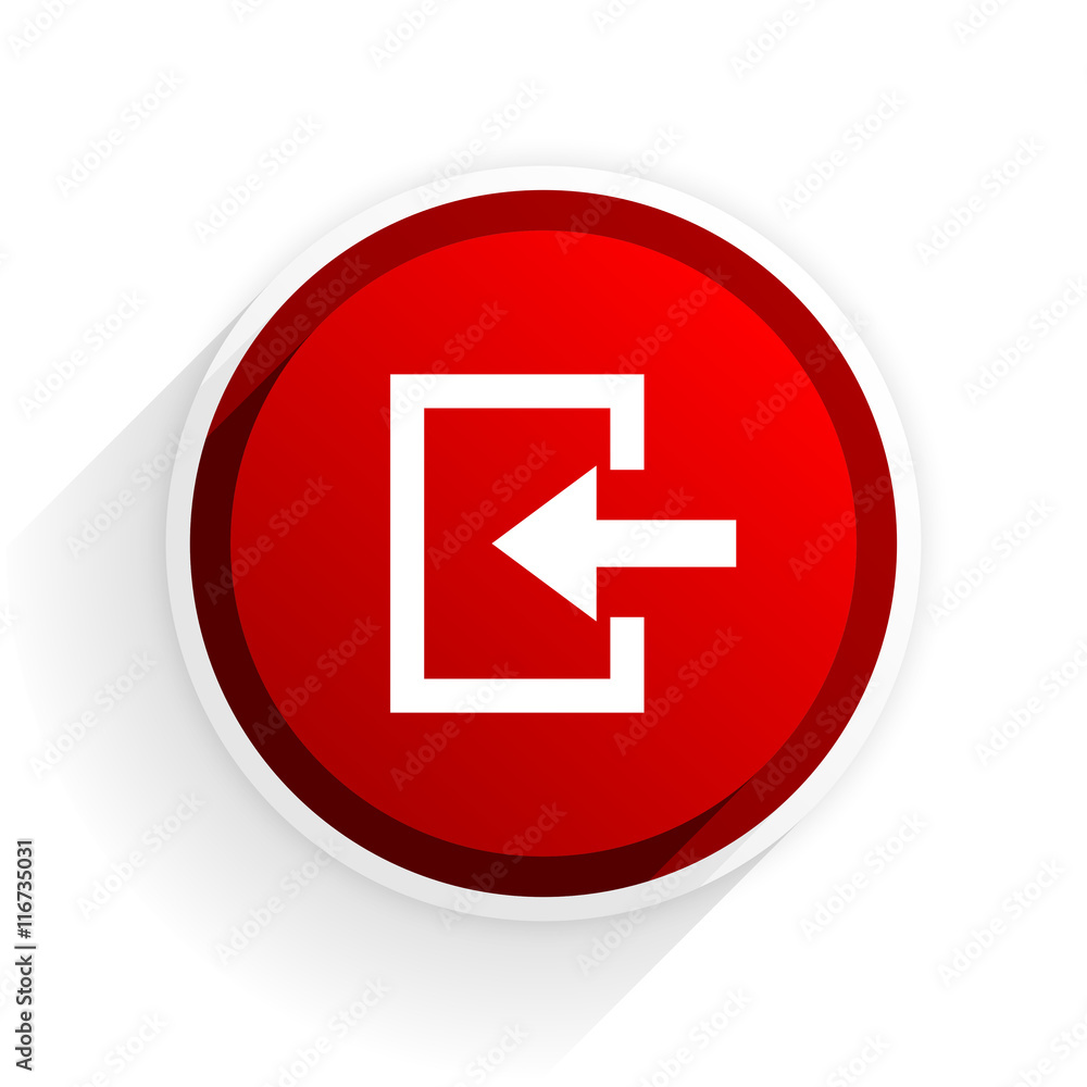 Poster enter flat icon with shadow on white background, red modern design web element