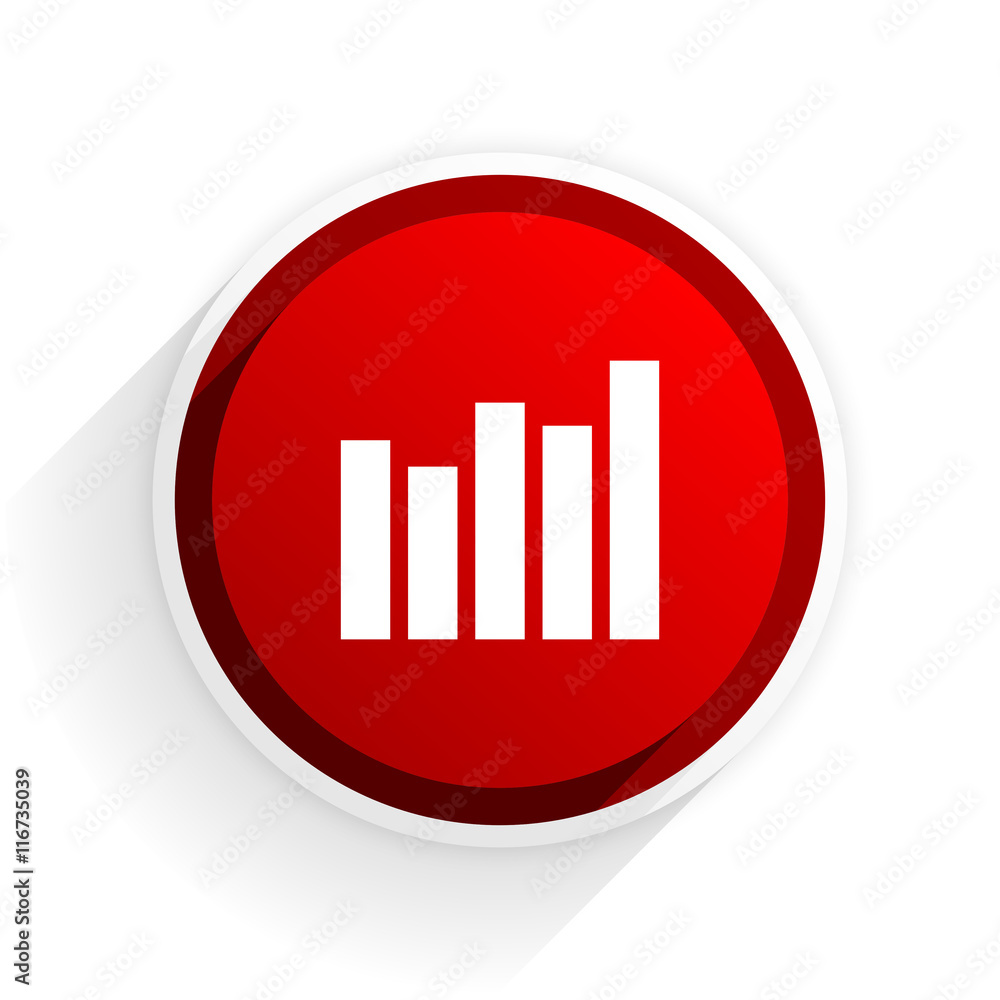 Poster graph flat icon with shadow on white background, red modern design web element