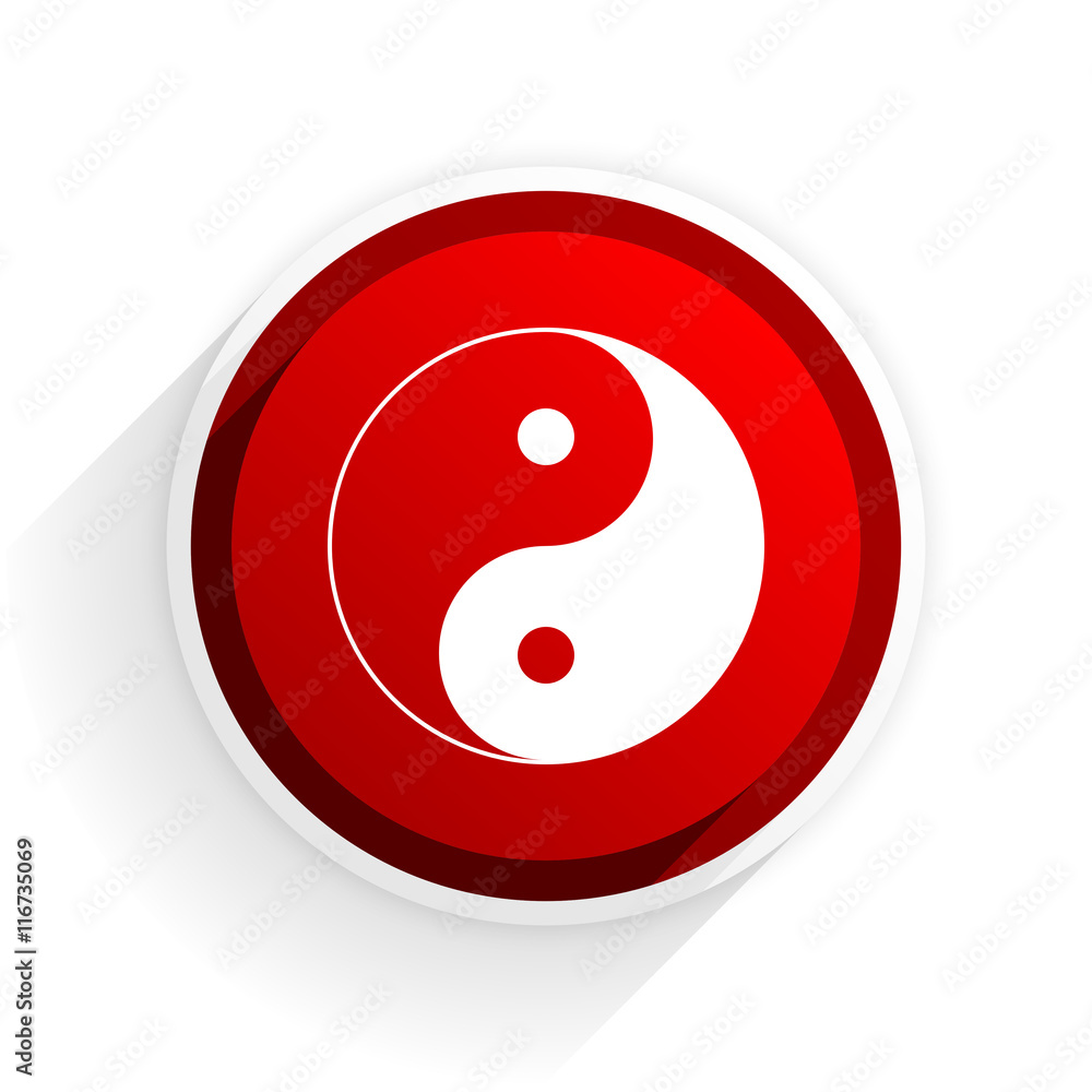 Poster ying yang flat icon with shadow on white background, red modern design web element