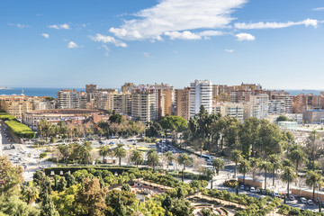 Fototapeta na wymiar Panoramic view of Malaga. Bullring. Spain