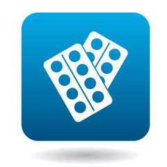 Pills pack blister icon in simple style isolated on white background