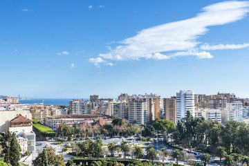 Panoramic view of Malaga. Plaza de Toros de Ronda bullring. Andalusia, Spain