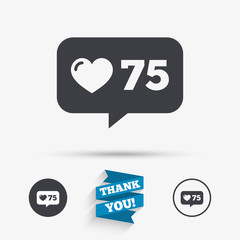 Like counter icon. Notification speech bubble.