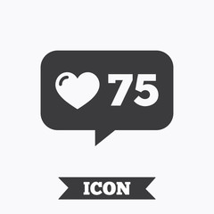 Like counter icon. Notification speech bubble.