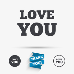 Love you sign icon. Valentines day symbol.