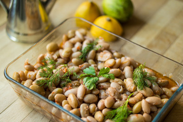 Barbunya Pilaki / Turkish Traditional Beans with olive oil.