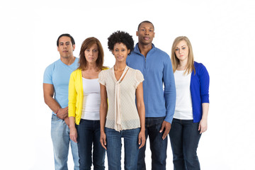Obraz premium Diverse group of people not smiling.