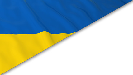 Ukrainian Flag corner overlaid on White background - 3D Illustration
