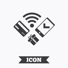 Mobile payments icon. Smartphone, credit card.