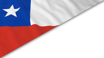 Chilean Flag corner overlaid on White background - 3D Illustration
